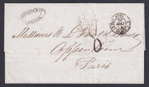 GB good 1854 folded entire from London to Paris