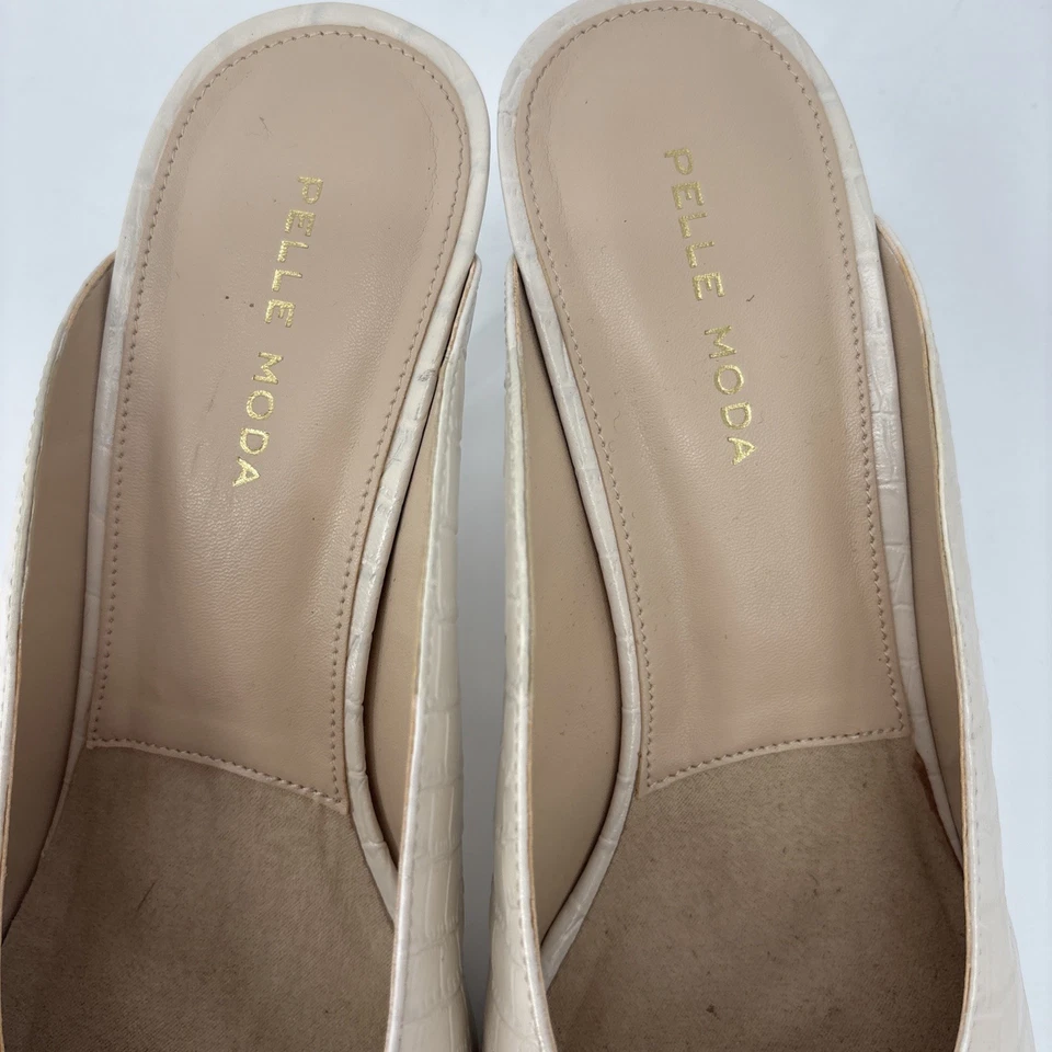 Sapatos Pelle Moda Slip On Mules feitos à mão na Itália tamanho 10/40 crocodilo em relevo - Imagem 2 de 4