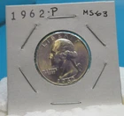 1962-P Washington 25 Cent Coin Quarter / 90% Silver / Mint State