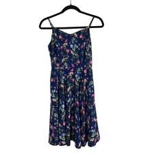 Old Navy Floral Cami Fit & Flare Dress Navy Blue Pink Breezy Flowy Size Small