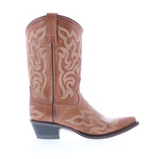 Jama Old West 18054 Womens Brown Leather Slip On Cowboy Western Boots 5