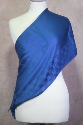 Auth Burberry Scarf Shawl Stole Wrap 100% Cashmere Dark Blue Used