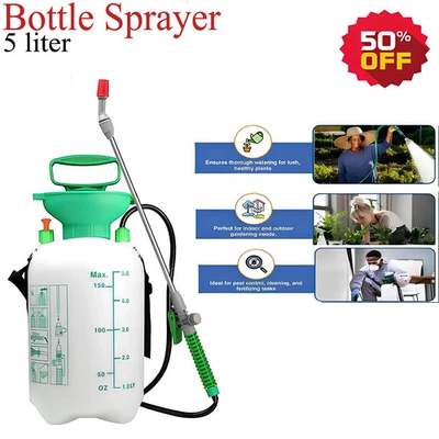 5L Pressure Sprayer Portable Hand Pump for Garden Weeds Chemicals Fertiliser UK