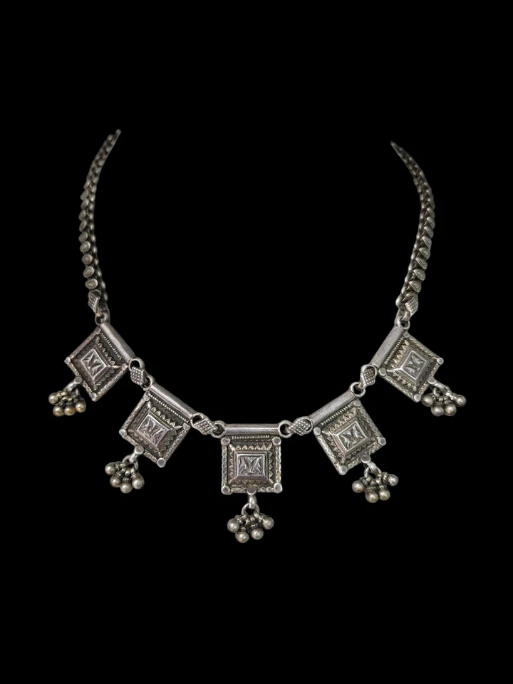 Stearling silver artisan ethnic Indian traditional tribal choker necklace58.69g  - Image 3 of 4