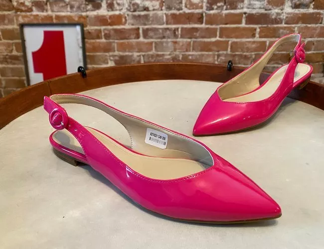 Marc Fisher Pink Patent Anson Pointy Toe Slingback Ballet Flats 6 New