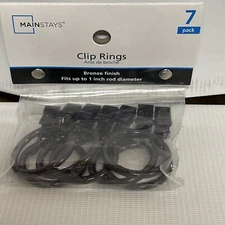 (7-Pk) Mainstays Curtain Clip Rings Bronze MS10-290-508-82 Fits 1” Rods New