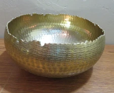 OLD HOLLYWOOD SMALL 8" ROUND HAMMERED BRASS BOWL MODERN DECORATIVE CONTEMPORARY