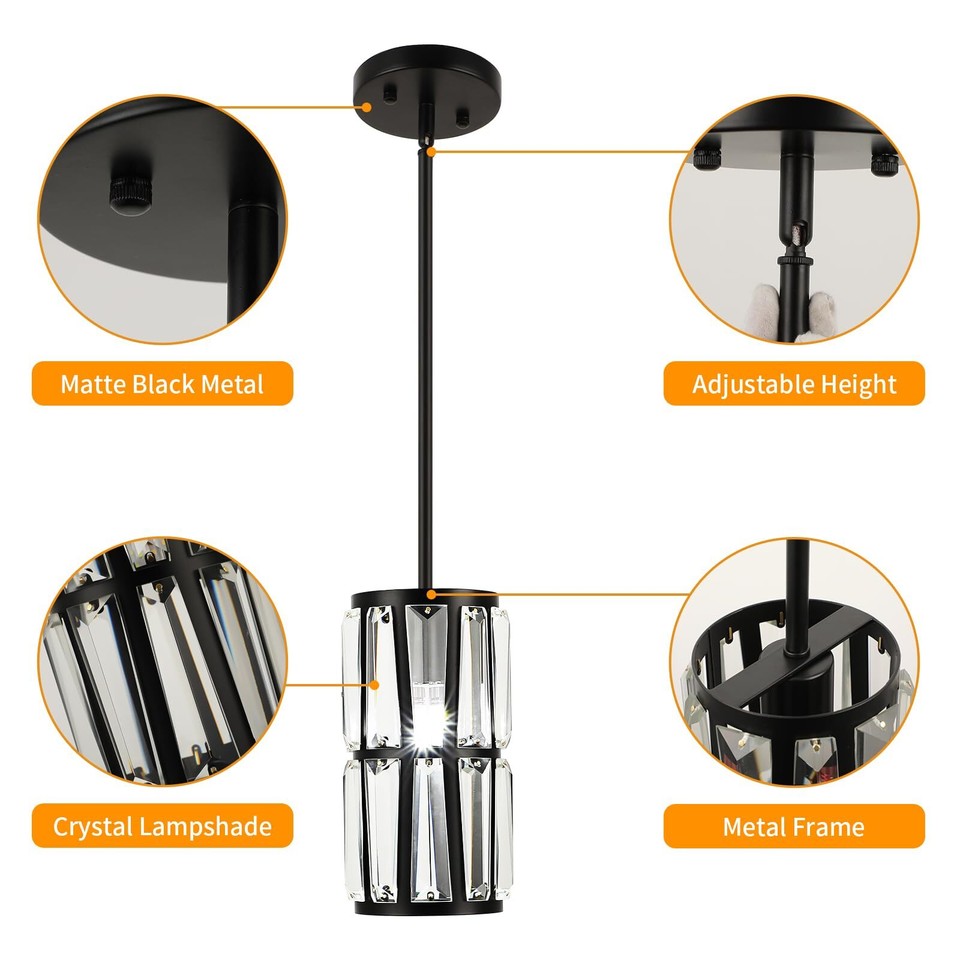 WILON Black Pendant Lights for Kitchen Island Modern Pendant Lighting