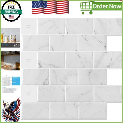 Transform Your Space: 10 Sheets of Waterproof White Marble Peel and Stick Tiles
