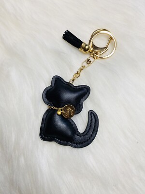 Black Cat Bag Charm Keychain Key Ring Car Charm tassel Faux Leather New