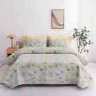 100%Cotton Quilted Bedspread Cover Mattress Topper Bed Linen Or Only 2 Pillowcas