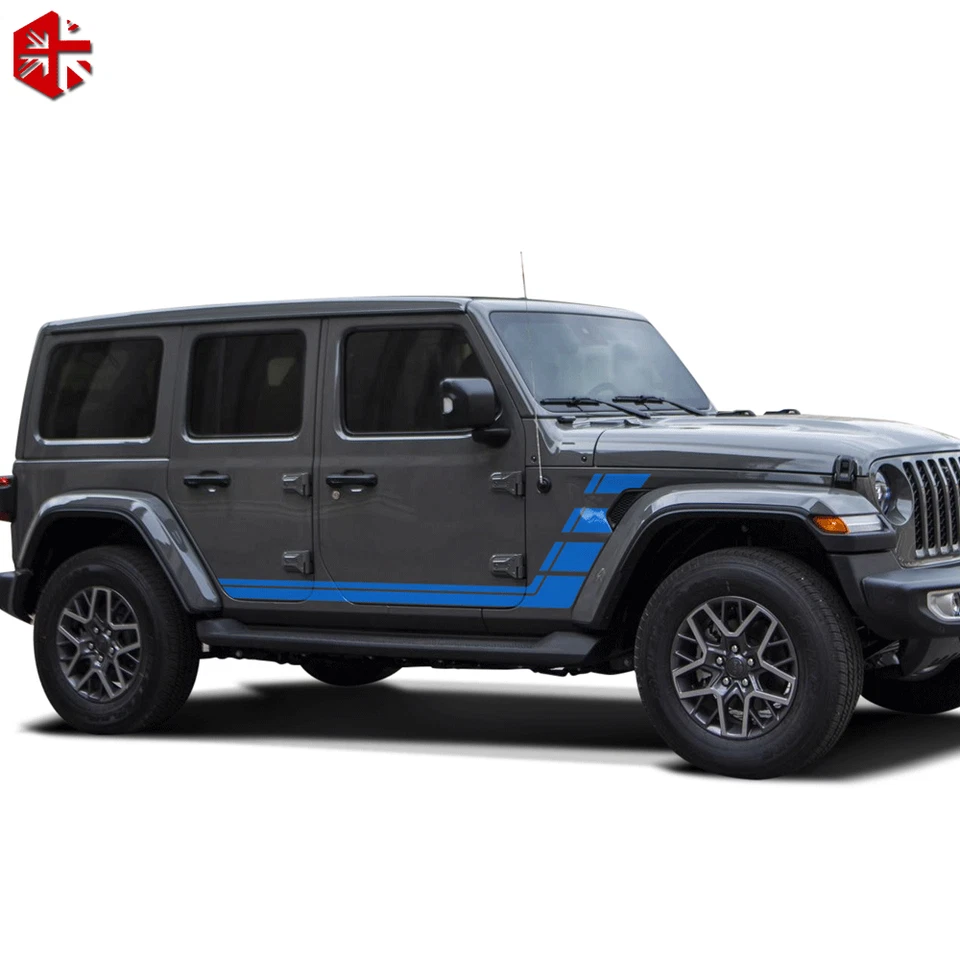 2pcs Car Door Side Skirt Rocker Panel Racing Stripes for Jeep Wrangler JK JL — 第 4/4 张图片