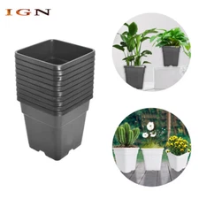 1/2/3/5/7/10 Gallon 5/10PCS Re-Usable Square Nursery Pot Plastic Grow Pots Plant