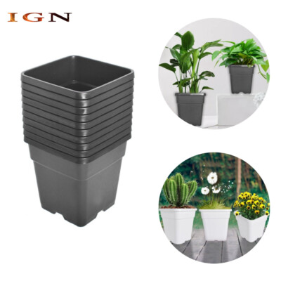 #ad 1 2 3 5 7 10 Gallon 5 10PCS Re Usable Square Nursery Pot Plastic Grow Pots Plant $15.02