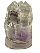 Olivia Grace Spa Body and Foot Care Gift Bag Set Lavender Shea Slippers