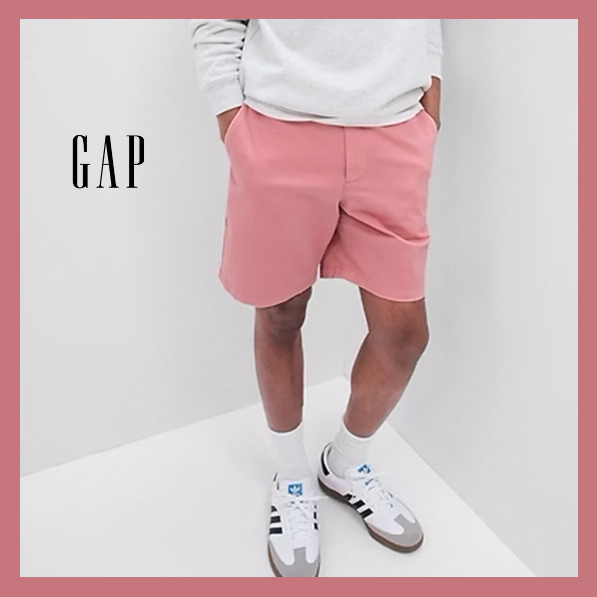 NWT - GAP Men's 8" Vintage Cotton Chino Shorts, Pink, Sz 32-33 - $44