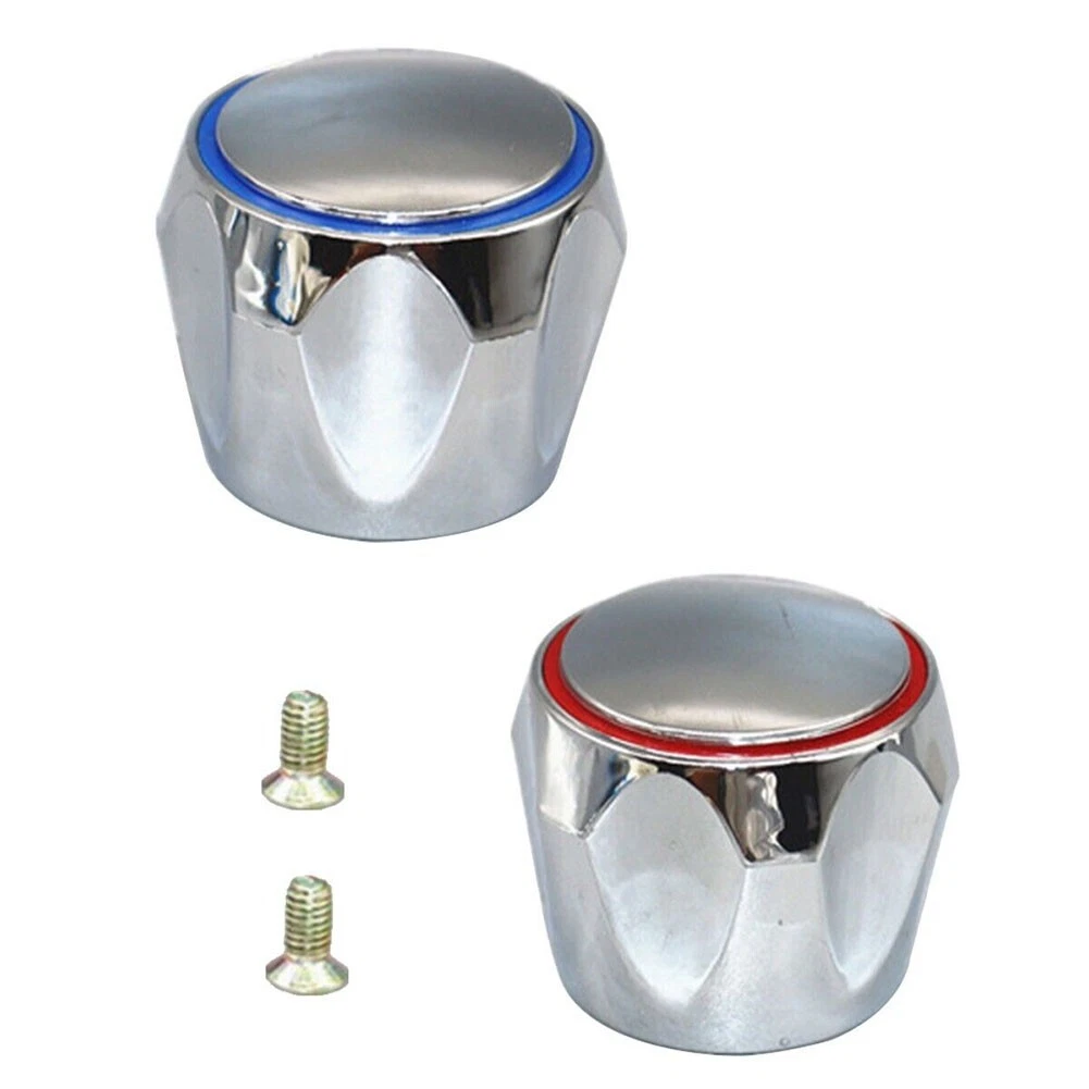 Faucet Handle 2PCS HOT COLD TAP METAL CHROME PLATED For Hot Cold Faucet Handle