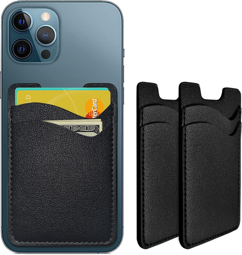 Phone Card Holder, Leather Phone Wallet Stick On, Card Holder for Back of Phone