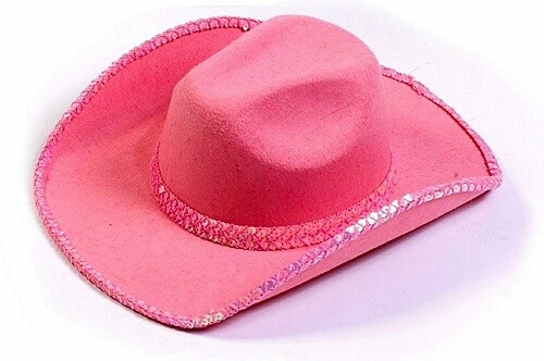 Halloween Costume Fun World Sequin Cowboy Hats For Couples: White & Pink Sequin - Picture 3 of 4