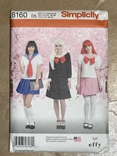 Simplicity 8160 Costume Sewing Pattern Cosplay 4, 6, 8, 10, 12 Schoolgirl Uncut 