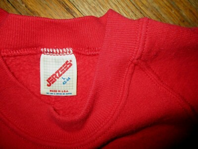 Sweat-shirt Vintage Jerzees Années 80-90 - Rouge, Col Rond, Taille Marquée L (fait M/S)