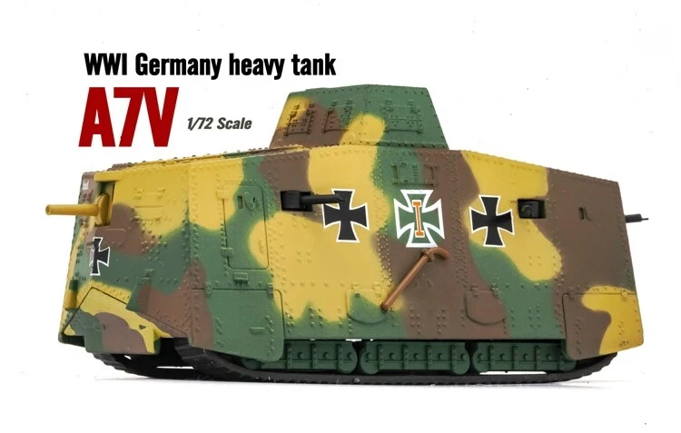 1/72 WWI German A7V Heavy Tank Tri Color Camouflage 3D Diecast Model New - Image 4 of 4
