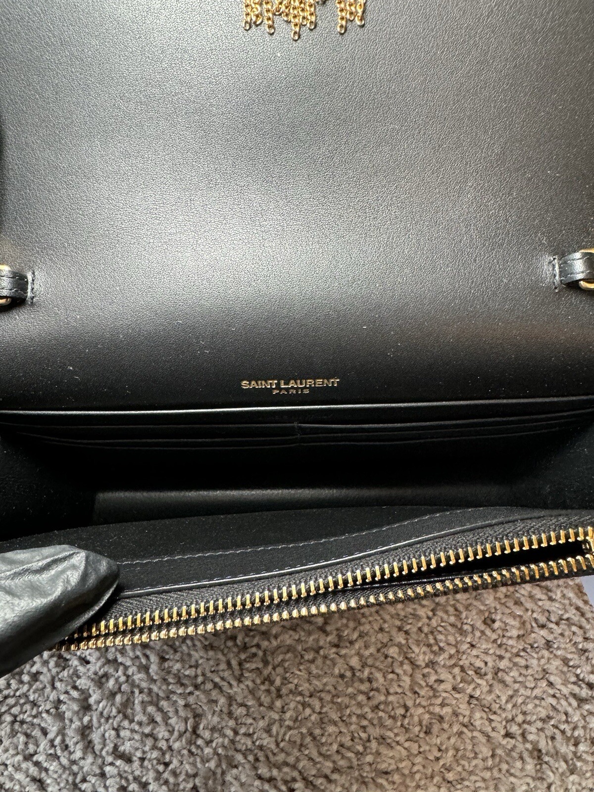 Borsa a tracolla tracolla Saint Laurent pelle di vitello cuore leopardo piccola Kate nuova con etichetta