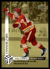 Connor Zary Rookie Gold Debut Goal! #14 /100 2023-24 Upper Deck Game Dated