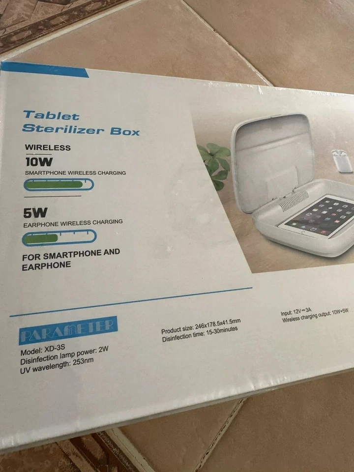 Tablet Sterilizer Box-with wireless Fast charging for Smartphone & earphone New - Image 4 of 4