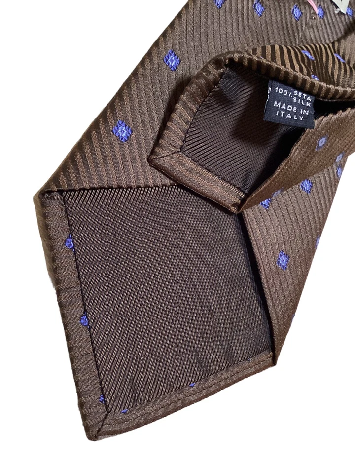 LUIGI BORRELLI NAPOLI Brown Geometric Silk Tie Made In Italy W: 3.75" EX COND - Image 4 of 4