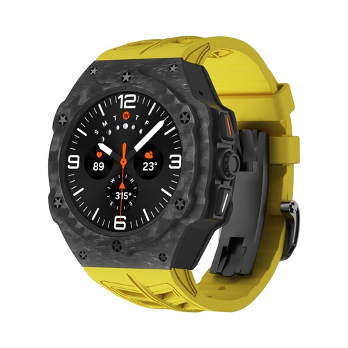 For Galaxy Watch Ultra 47mm Protective Case Carbon Fiber Strap Band FKM Silicone - Picture 25 of 28