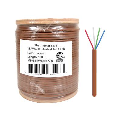 18/4 Thermostat Wire 18 Gauge Solid Copper CMR Heating HVAC AC Cable 500FT