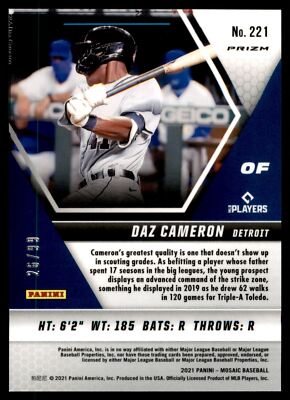 2021 Panini Mosaic - Rookie Daz Cameron #221 Blue Mosaic Prizm /99