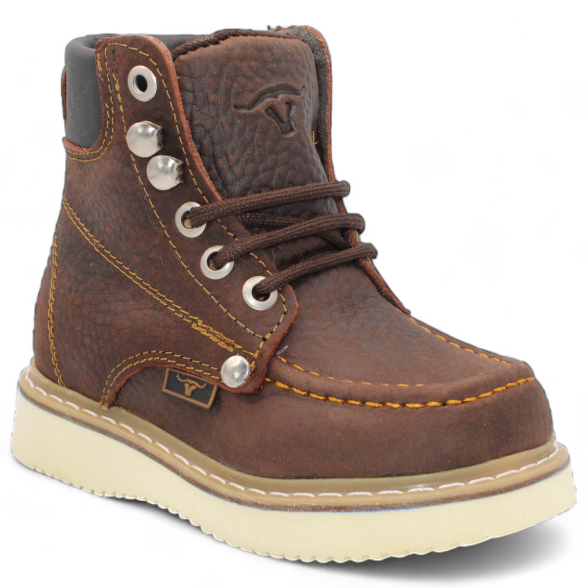 KIDS MOC TOE WORK STYLE SHOE BOOT GENUINE LEATHER | eBay