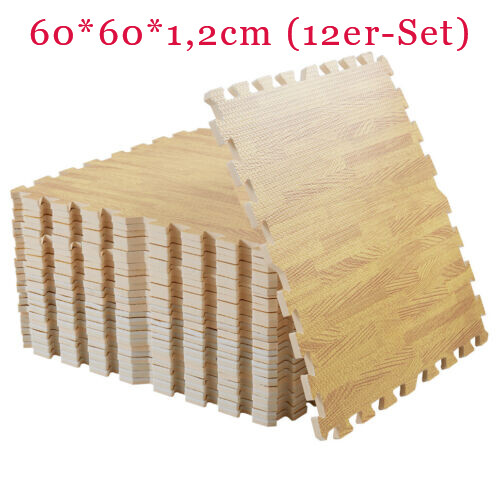 12-24x Puzzlematte Bodenschutz Matte 60x60cm Bodenschutzmatte Holz Muster EVA - Bild 26 von 48