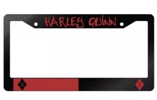 Harley Quinn (Design 2) Glossy Black Plastic License Plate Frame DC