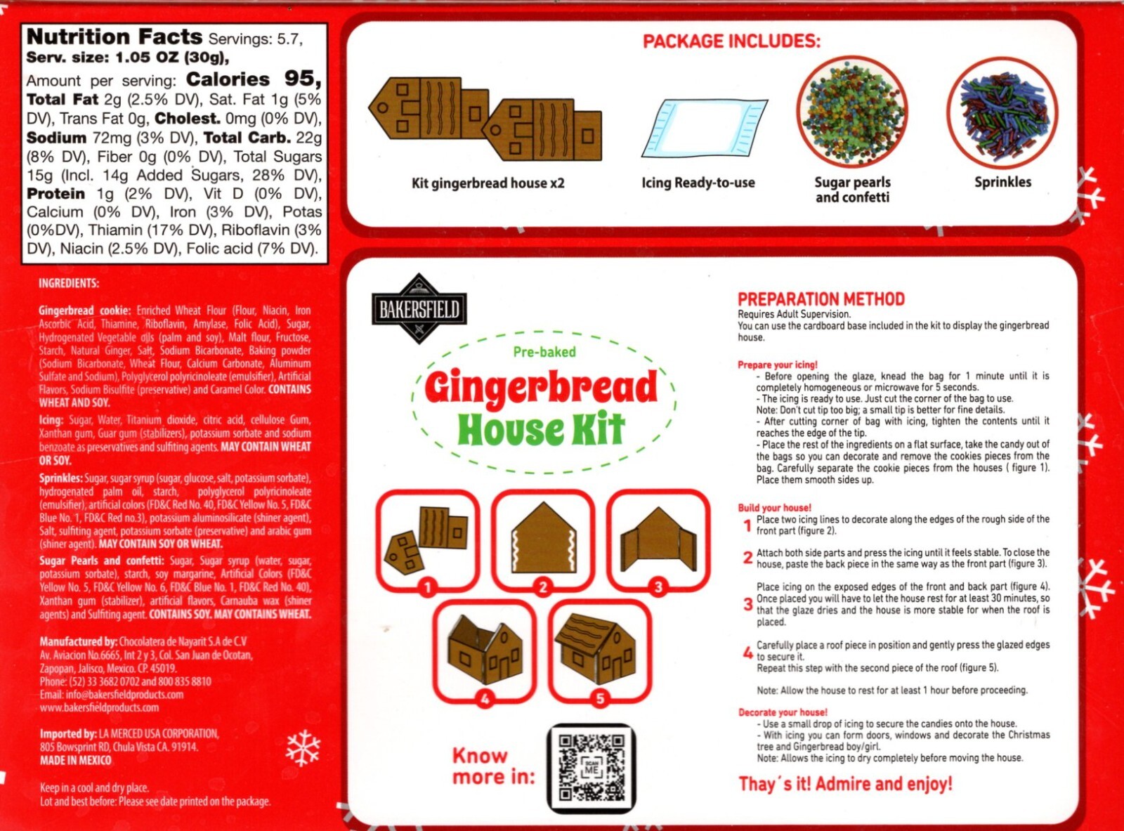 Bakersfield PreBaked Gingerbread House Kit 6 Oz (0.375 LB) Christmas