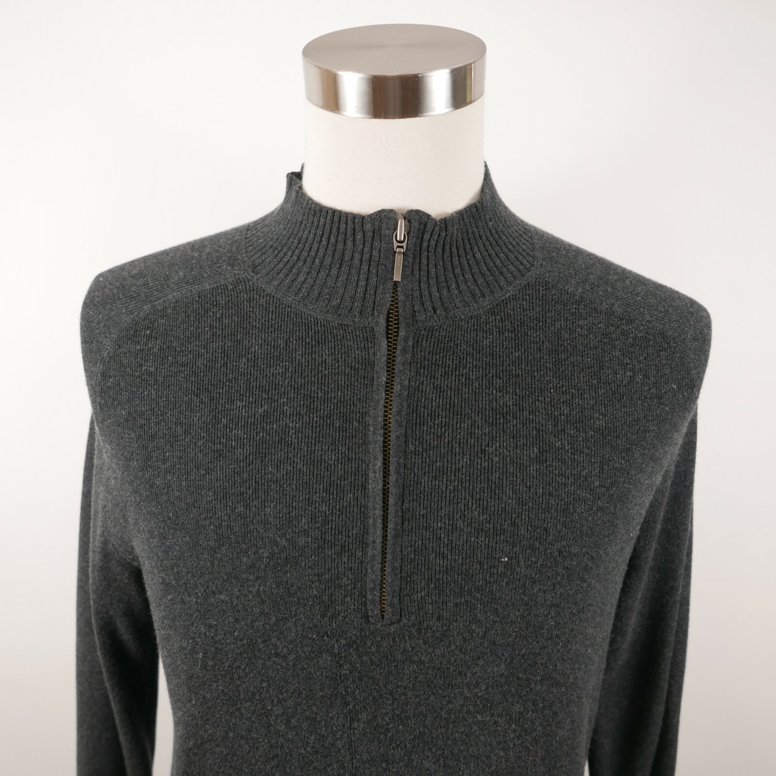 Merona Mens Cotton Cashmere Long Sleeve 1/4 Zip Dark Gray Pullover Sweater  M | eBay