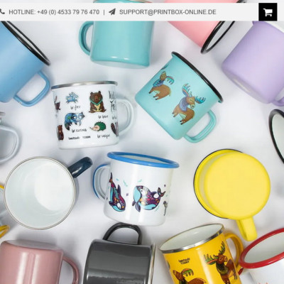 Emaille Becher Tassen für Sublimation mit schwarzem Rand in Pastell Farben 360ml