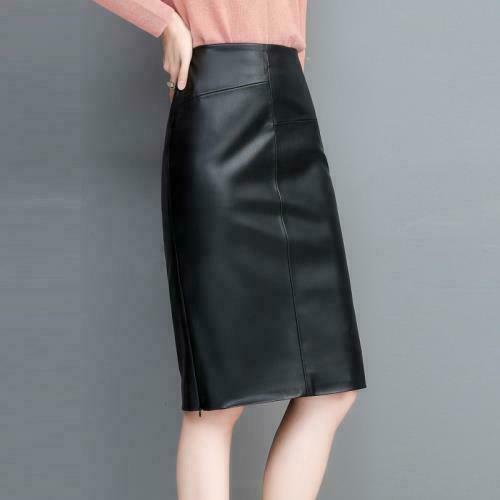 Damen Echtleder Einschritt Röcke Hohe Taille Slim Fit Bleistiftrock OL S-4XL - Bild 4 von 13