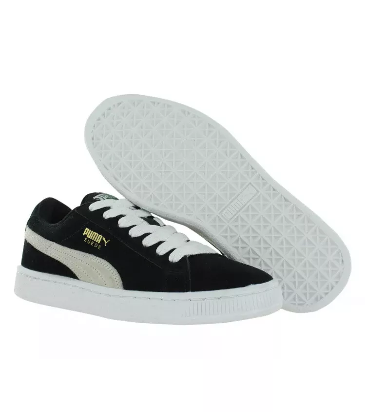 Puma suede junior black hotsell and white
