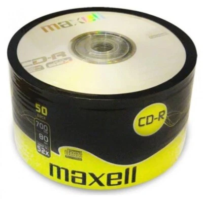 50 Genuine Maxell Blank Recordable CD-R CD 52x discs 80 Mins 700MB 624034 S/W