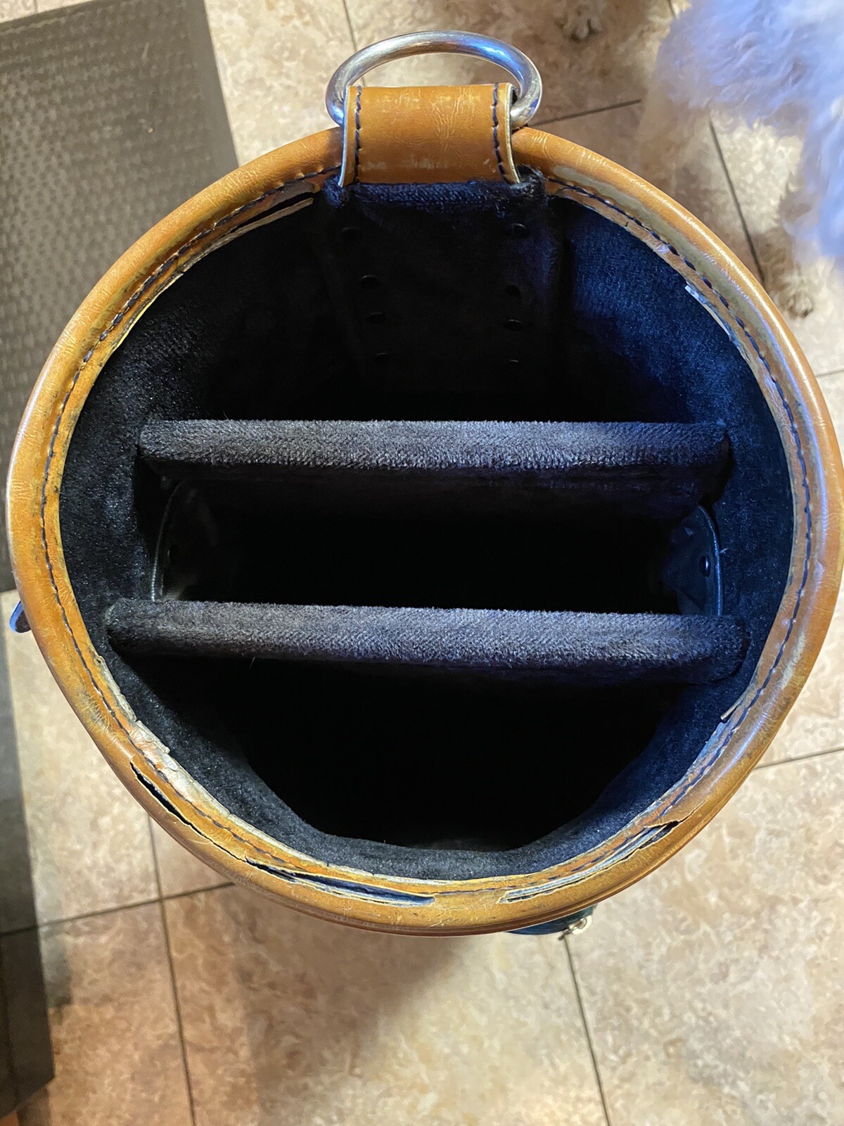 Vintage Burton Golf Bag Brown Leather & Green Canvas 3 Way Divider 35”H Rare eBay