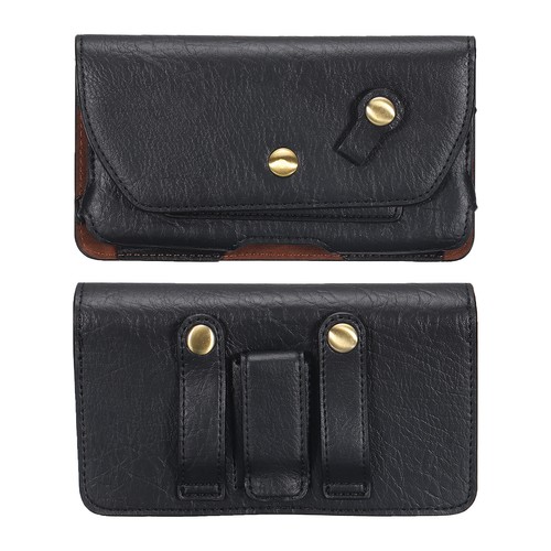 Phone Belt Holder for 5.5-6.5" Phone Horizontal Leather Black 6.5"x3.5"x0.6"