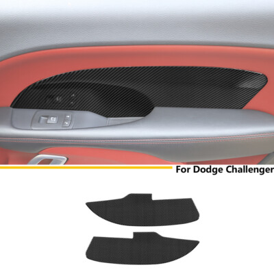 Soft Carbon Fiber Interior Door Panel Decor Cover for Dodge Challenger 2015-2022