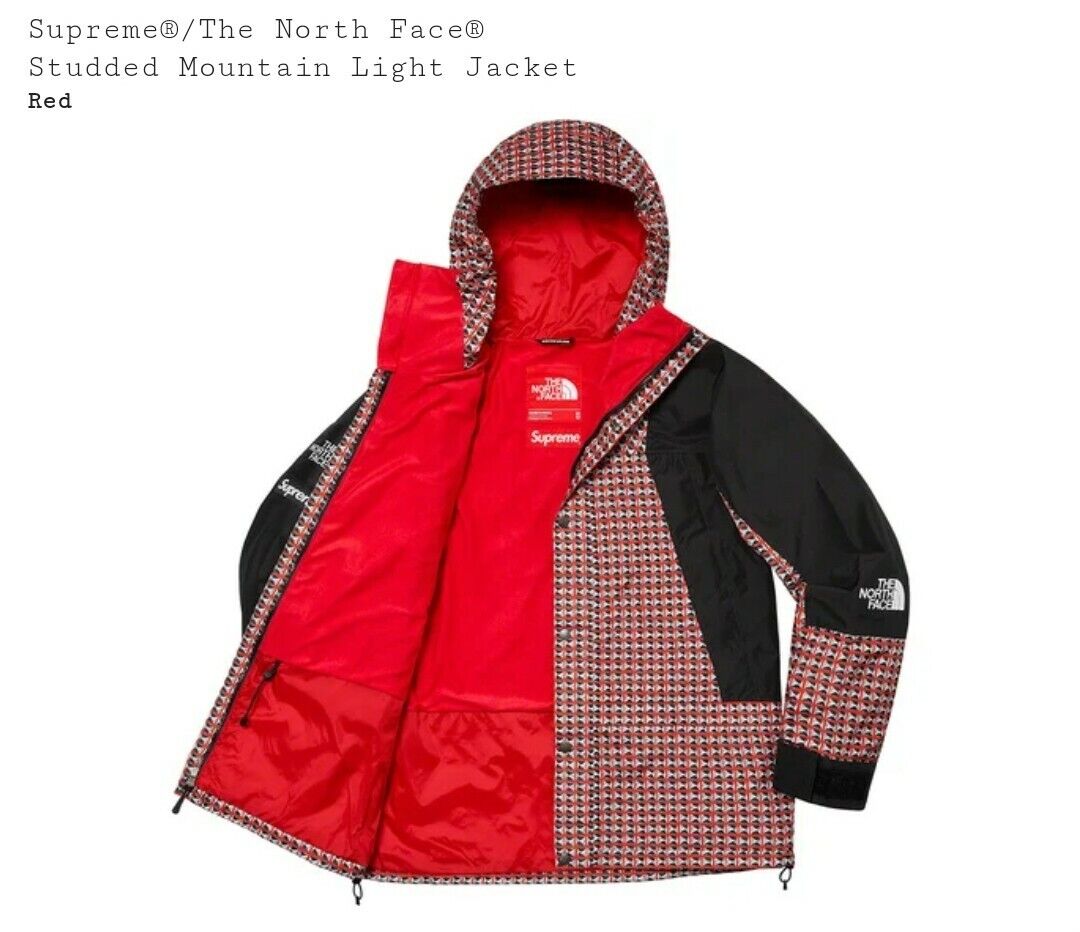 SUPREME / THE NORTH FACE studded mountain light jacket red Size: XL