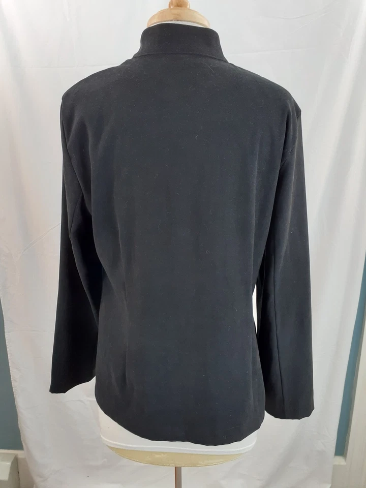 Elementz Womens L Colorblock Shacket Blue Black Zip Front Faux Suede 90s Stretch - Image 4 of 4