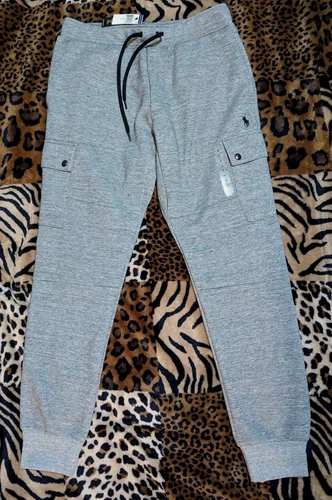 new tags POLO RALPH LAUREN Heather Gray Joggers Cargo Jogging Pants Mens S #c48