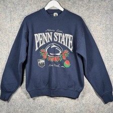 Vintage 90s Penn State College Rose Bowl Navy Blue Sweatshirt Mens Size L 21x26