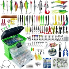 346pcs Fishing Lures Kit with Tackle Box Included Crankbait, Minnow, Spinnerb...